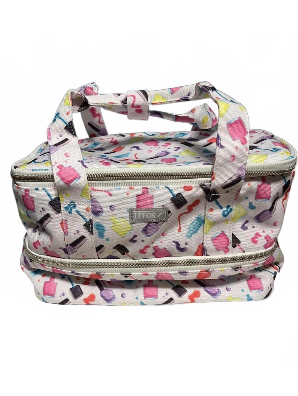 Lefor-Z Double Layer Nail Bag Case With Olive & June At Home Gel Mani System